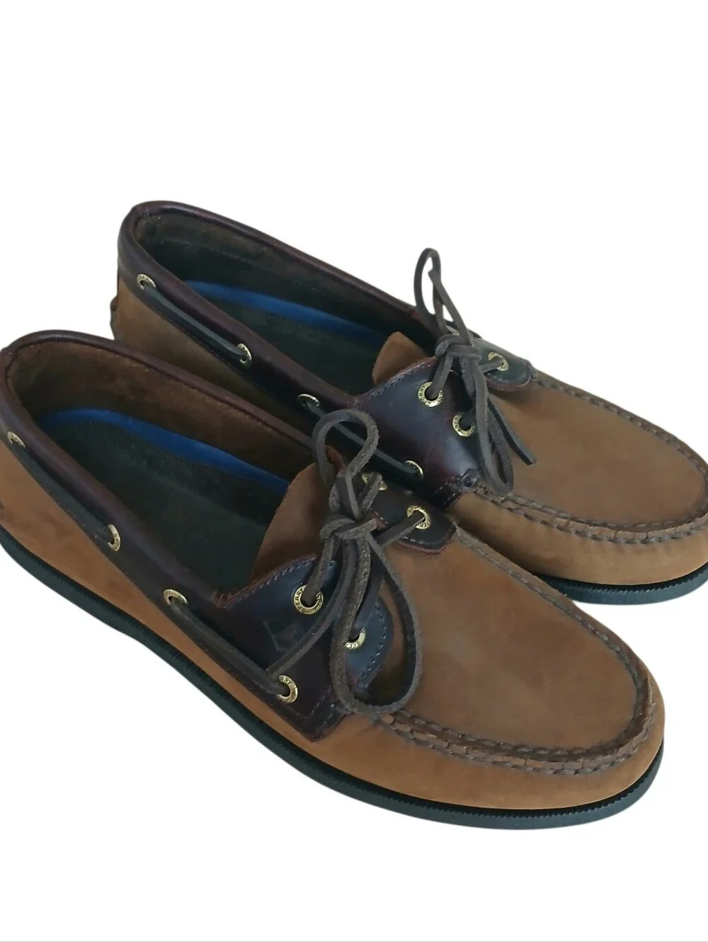 NWOB SPERRY Authentic Original 2 Eye Leather Boat Shoes Men's 9.5 2-Tone Brown